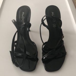 Black strappy heels, size 38